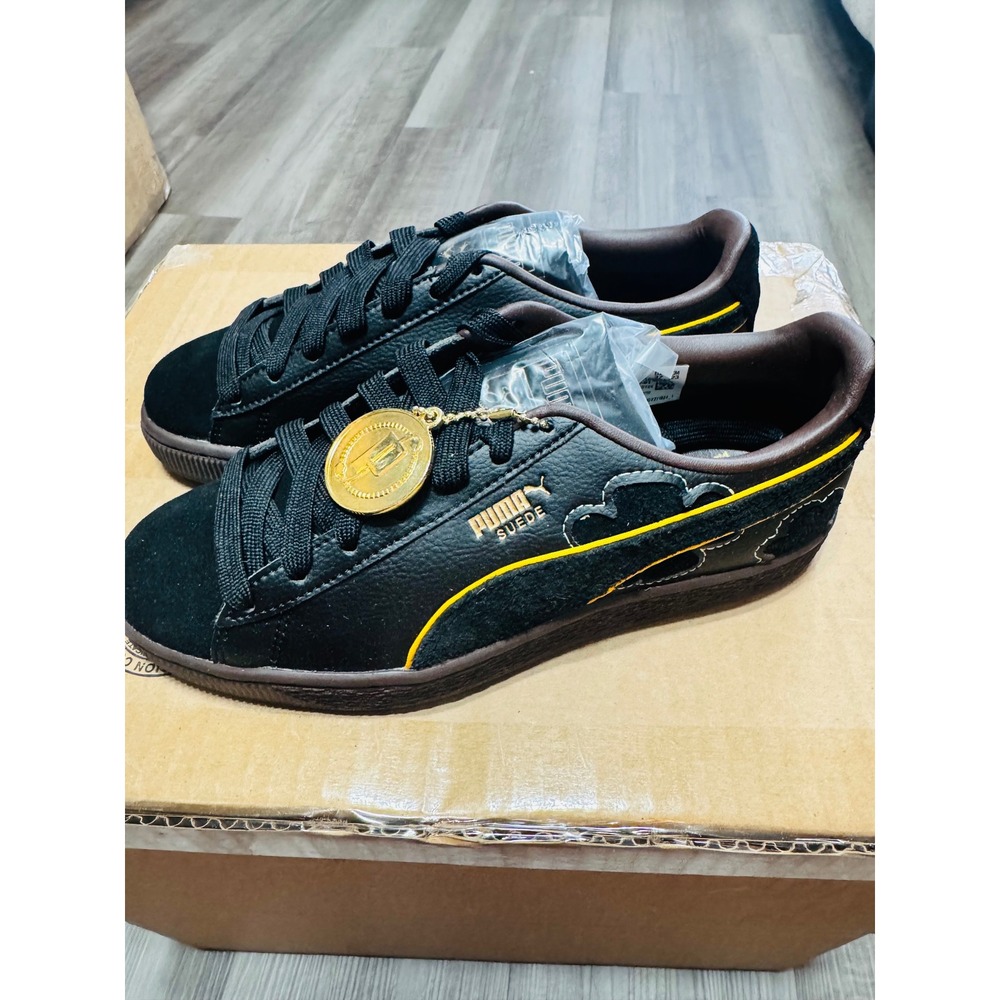 Puma Suede One Piece Blackbeard Sneakers Black Dark Chocolate 396724-01 Size 5Y